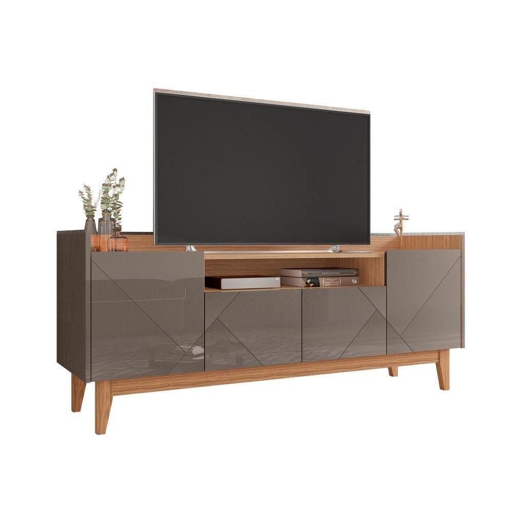 Rack Para Tv Viktor Com Frisos Nas Portas Cinza Noce - 4