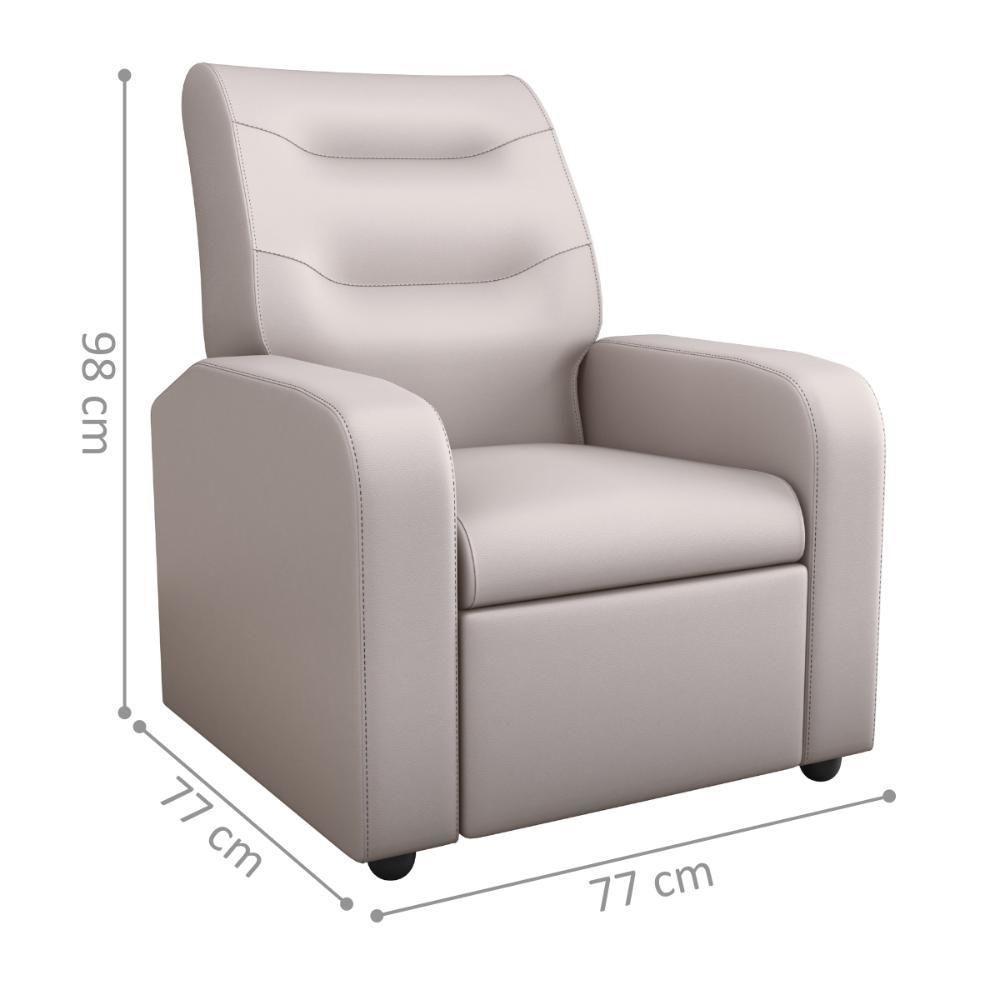 Poltrona Decorativa Reclinável Pireu Corino Bege - 2