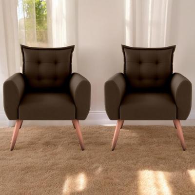 Jogo De Poltronas Decorativas Emma Suede Marrom