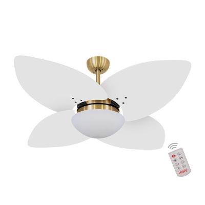 Ventilador De Teto Dormamu Dourado 4 Pás Branco 220V Com Controle