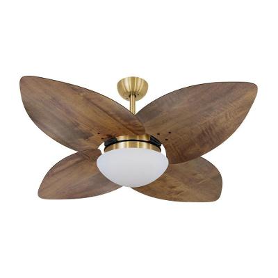 Ventilador De Teto Dormamu Dourado 4 Pás Rádica Imbuia 110V