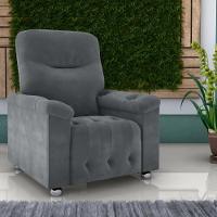 Poltrona Reclinável York Veludo Cinza - 1