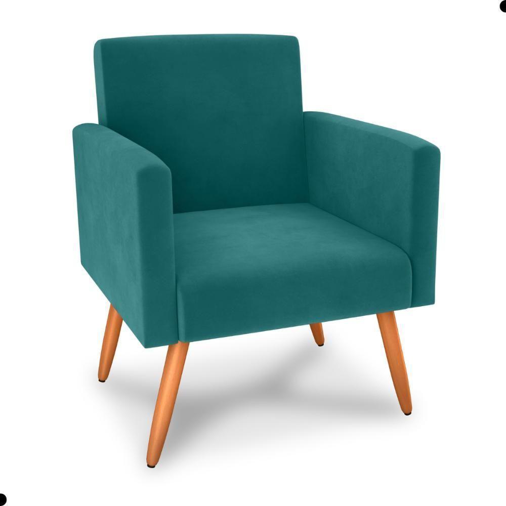 Conjunto Poltronas E Puff Anari Veludo Verde Menta - 4