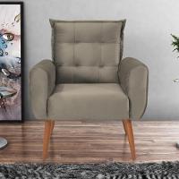 Jogo De Poltronas Decorativas Emma Veludo Cappuccino