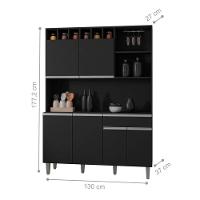 Armário Cozinha Completo Robin Preto 6 Portas - 2