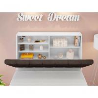 Cabeceira Box Solteiro Isis Branco Com Capitonê Marrom - 2