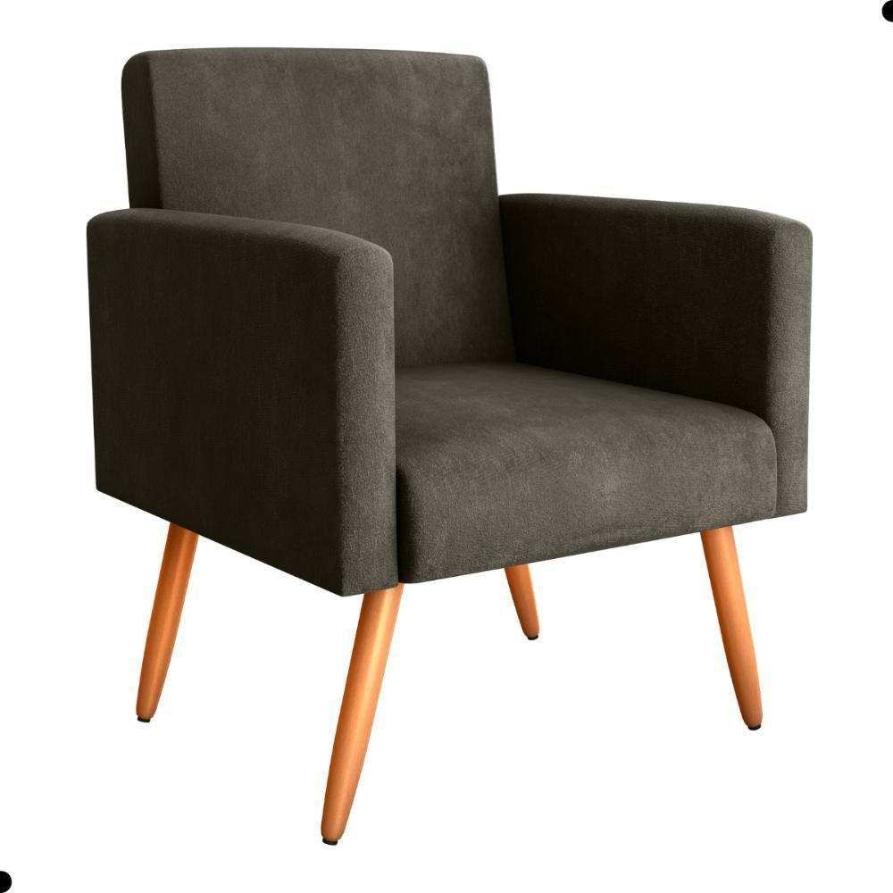 Conjunto Poltronas E Puff Iara Veludo Turkey Marrom - 4