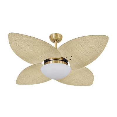 Ventilador de Teto Casa H Dormamu Dourado 4 Pás Palmae Natural com Luminária 220V