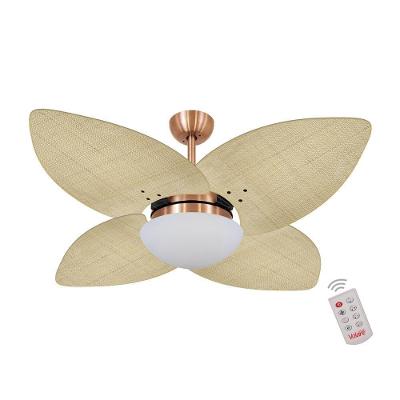 Ventilador de Teto Casa H Dormamu Cobre 4 Pás Palmae Natural com Controle Remoto 110V