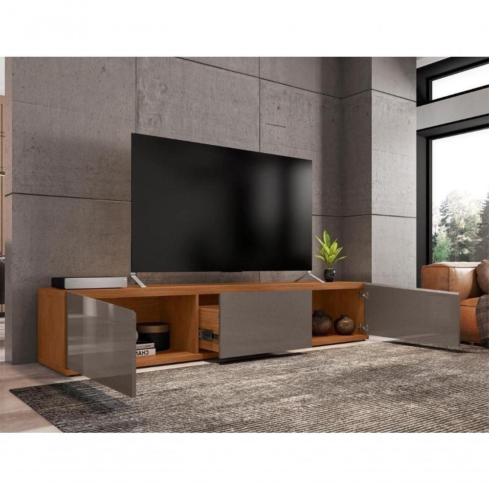 Rack Para Tv Mônaco Com Gaveta Cinza Perola Noce - 6