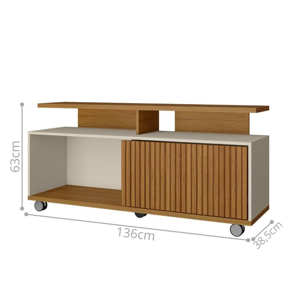 Rack Com Prateleira Madri Cinamomo Off White Ripado - 2