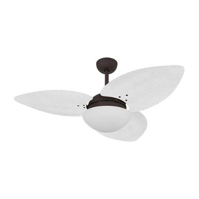 Ventilador de Teto Casa H Dormamu Marrom Texturizado 3 Pás Palmae Branco 120cm 3 Velocidades 110V