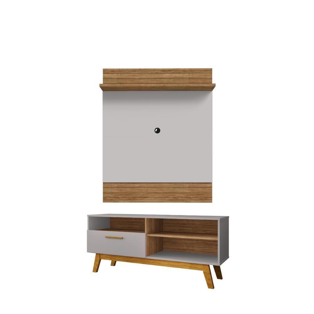 Conjunto Painel E Rack Aurora Cinamomo Off White - 3