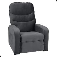 Poltrona Reclinável Para Descanso Julia Veludo Cinza - 4