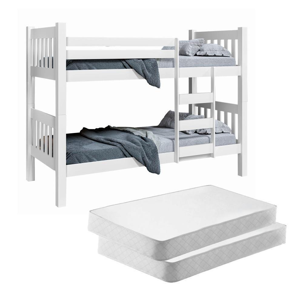 Beliche Gael Solteiro Branco Com Colchões - 1