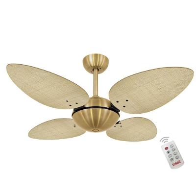 Ventilador de Teto Casa H Volare Off P Palmae Natural Dourado 3 Velocidades 220V
