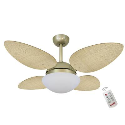 Ventilador de Teto Casa H 4 Pás 3 Velocidades Dourado Volare Palmae Natural 110V
