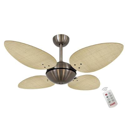 Ventilador de Teto Casa H 4 Pás 3 Velocidades Bronze Volare Off P Palmae Natural 110V
