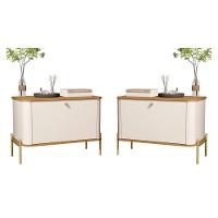 Conjunto Mesa De Cabeceira Albania Off White Nature Dourado - 1