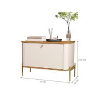 Conjunto Mesa De Cabeceira Albania Off White Nature Dourado - 3