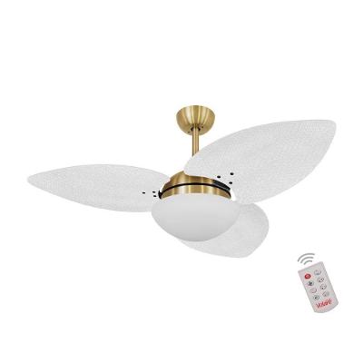 Ventilador De Teto Dormamu Dourado 3 Pás Palmae Branco 220V Com Controle