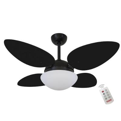 Ventilador de Teto Casa H 4 Pás 3 Velocidades Preto Volare Petalo 110V