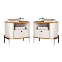 Conjunto Mesa De Cabeceira Malta Off White Nature Preto - 1