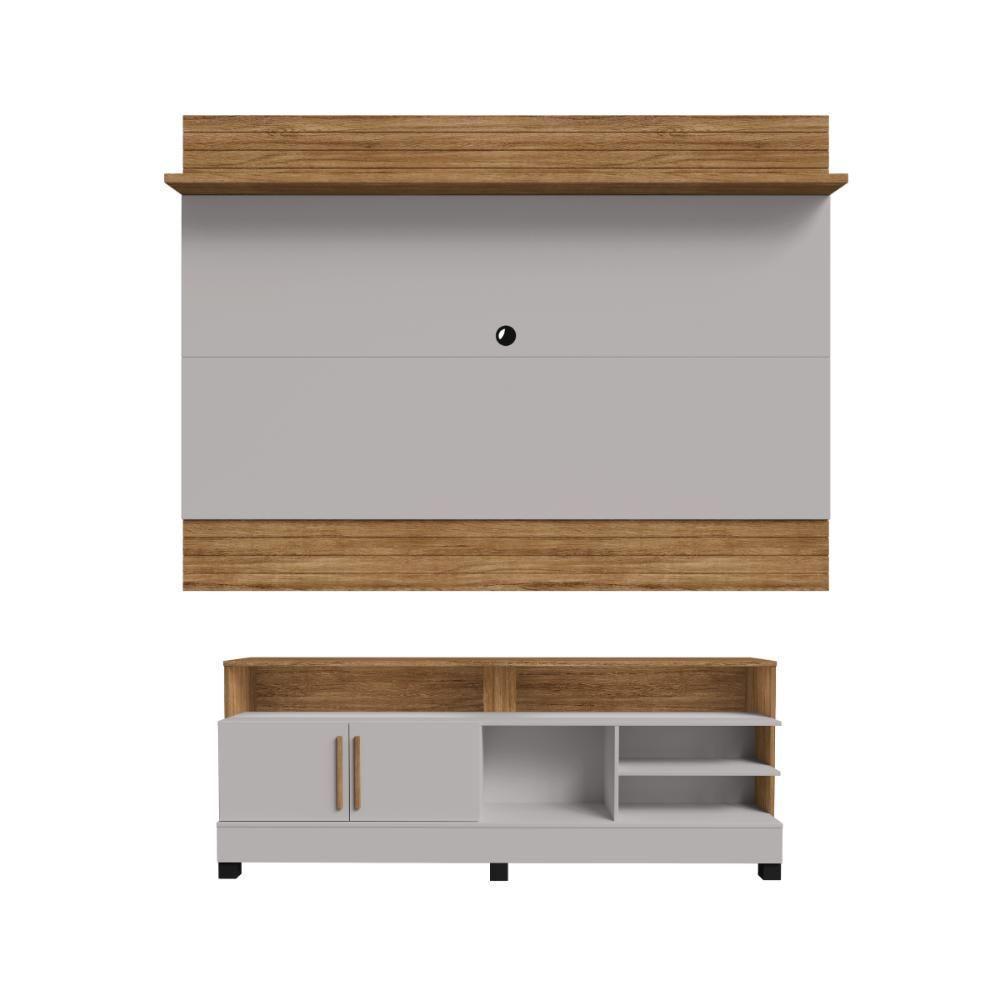 Conjunto Painel E Rack Boston Cinamomo Off White - 1