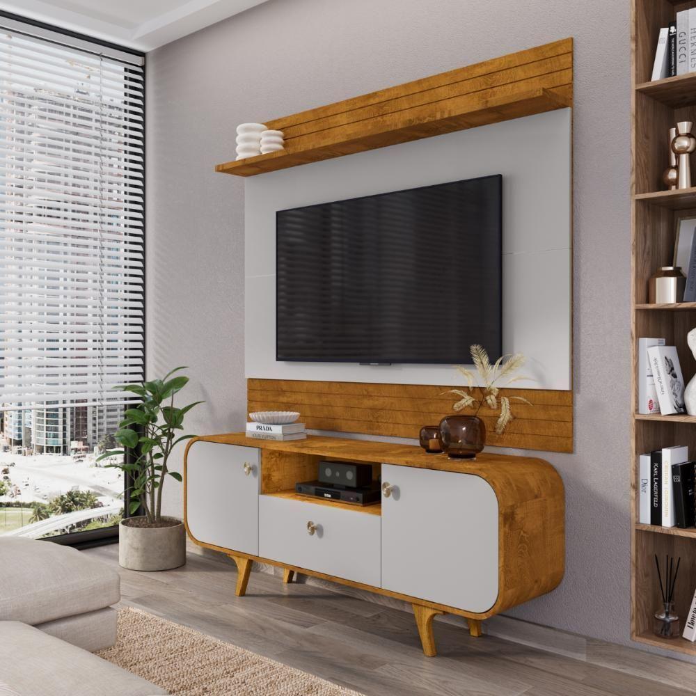 Conjunto Painel E Rack Madri Naturalle Off White - 1