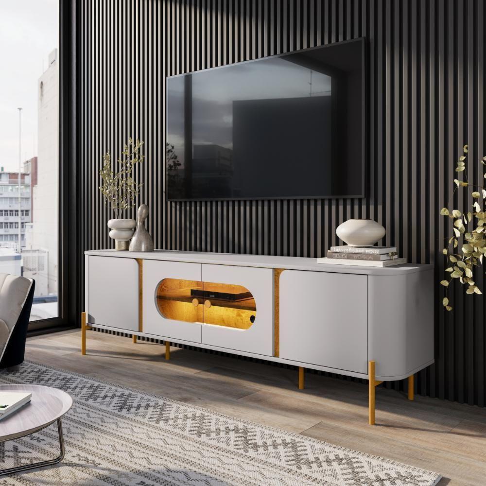 Conjunto Painel E Rack Melbourne Naturalle Off White - 5