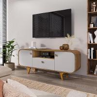 Conjunto Painel E Rack Noctis Cinamomo Off White - 2