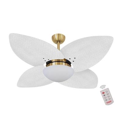 Ventilador de Teto Casa H Dormamu Dourado 4 Pás Palmae Branco com Controle Remoto 110V