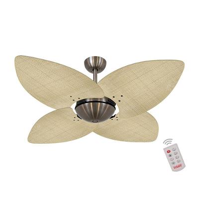 Ventilador De Teto Dormamu Bronze Office 4 Pás Palmae Natural 110V Com Controle