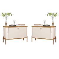 Conjunto Mesa De Cabeceira Albania Off White Nature Bronze - 1