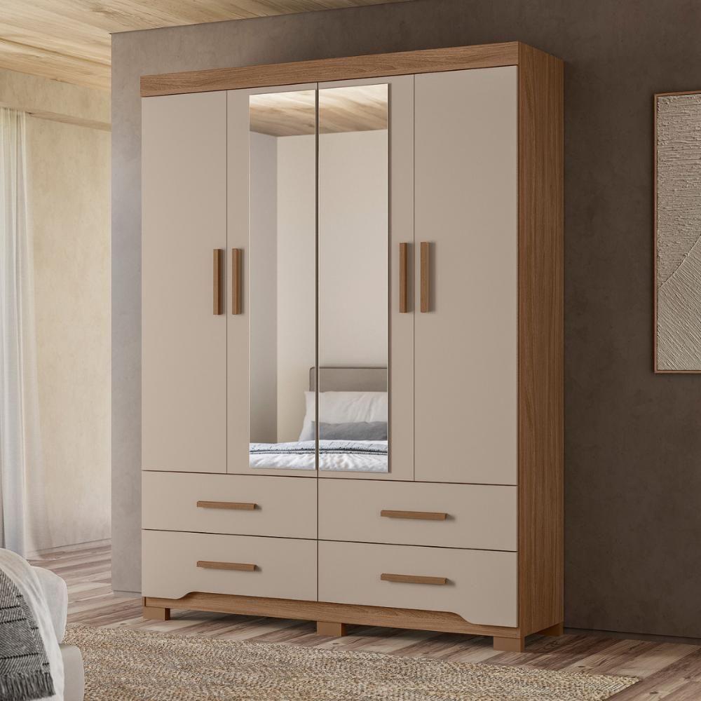 Conjunto Guarda Roupa E Comoda Bacco Carvalho Fendi - 1