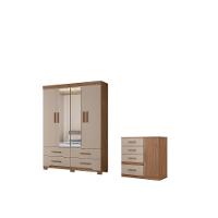 Conjunto Guarda Roupa E Comoda Bacco Carvalho Fendi - 3