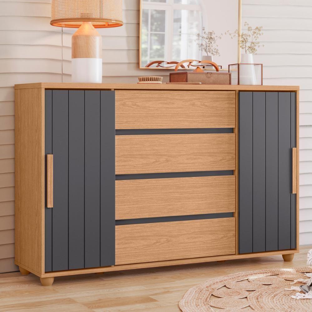 Conjunto Guarda Roupa E Cômoda Fortaleza Freijó Titanium - 2