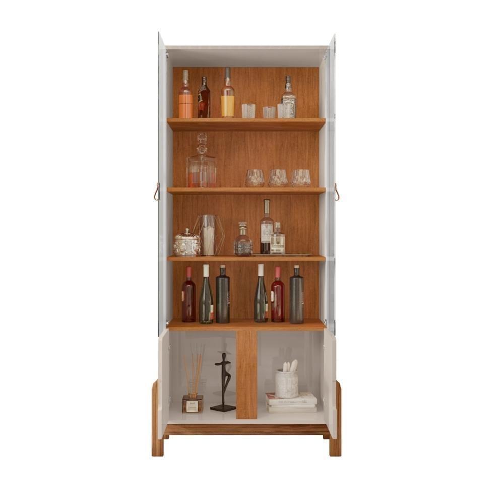 Conjunto Buffet E Cristaleira Jayce Off White Cedro - 4