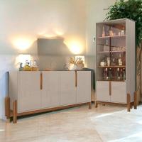 Conjunto Buffet E Cristaleira Jayce Off White Cedro - 6