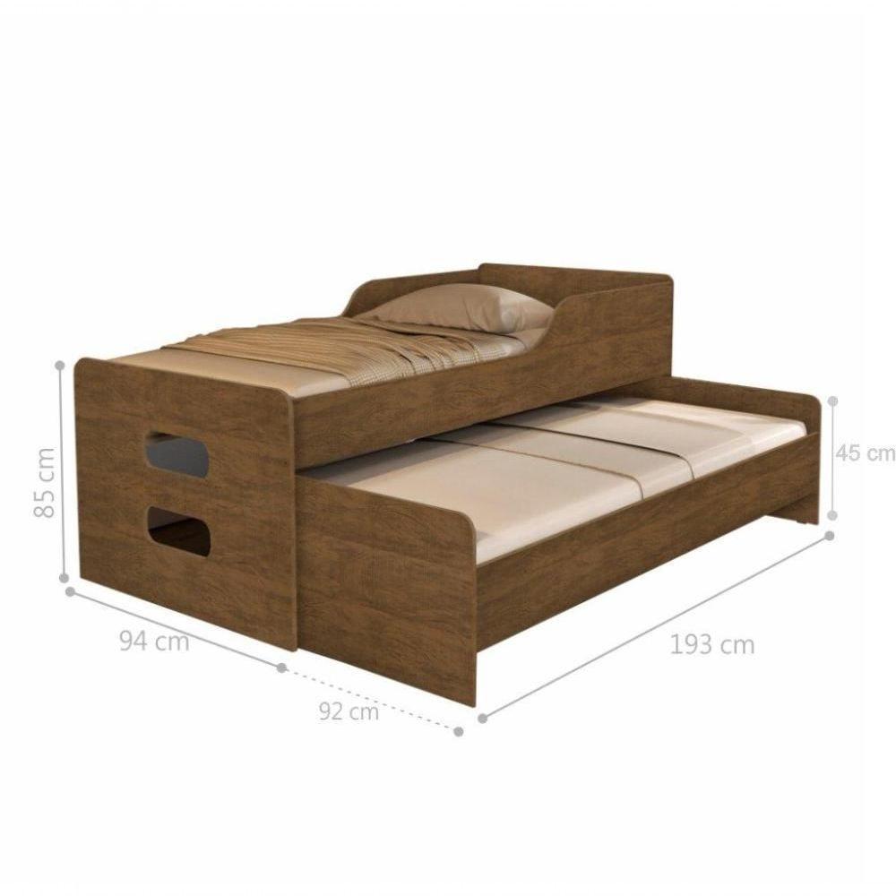 Cama Com Auxiliar Florença Castanho Com Colchão - 3