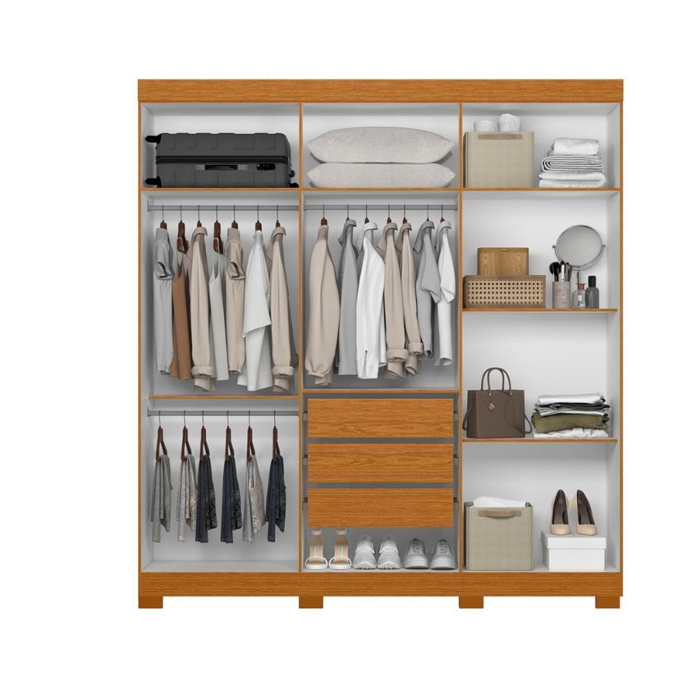 Guarda Roupa 6 Portas Espelho Mendes Cinamomo Off White - 4