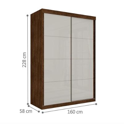 Guarda Roupa Solteiro Belmont 2 Portas de Correr 3 Gavetas Malbec-Off White MDP