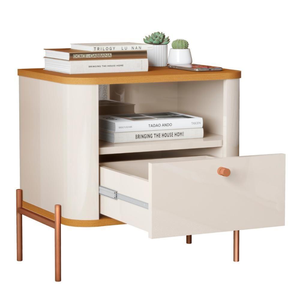 Mesa De Cabeceira Sweet Dreams Off White Nature Bronze - 4