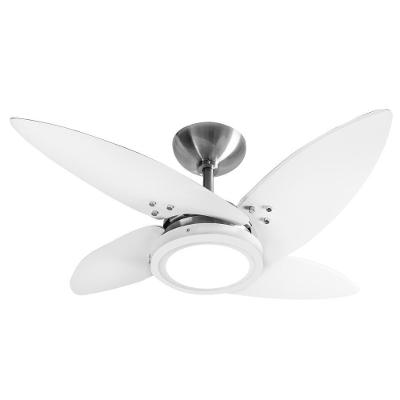 Ventilador de Teto LED Casa H 130W 100cm 4 Pás 3 Velocidades Branco Roma Alumínio Escovado 220V