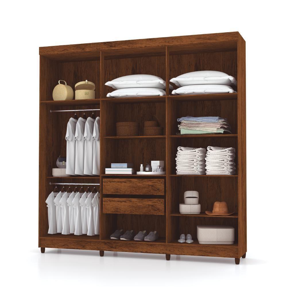 Guarda Roupa 6 Portas Com Espelho Audi Imbuia Rústico - 4