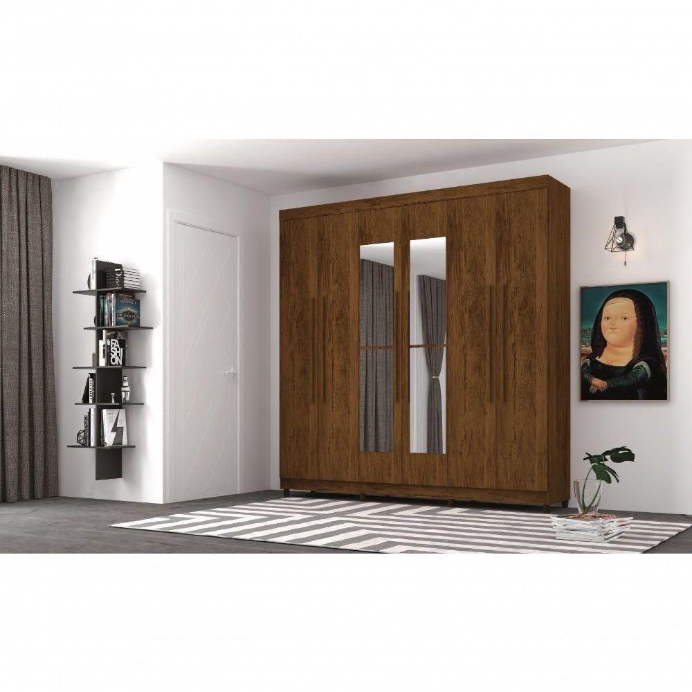 Guarda Roupa 6 Portas Com Espelho Audi Imbuia Rústico - 5