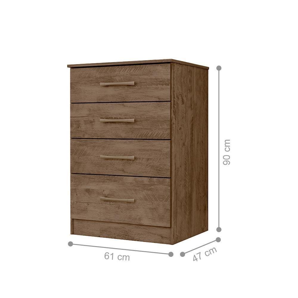 Conjunto Guarda Roupa Com Espelho E Cômoda Gokyo Castanho Wood - 3