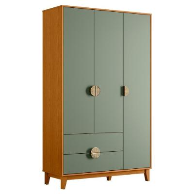 Guarda Roupa 3 Portas Tapira Cinamomo Sálvia