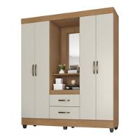 Guarda Roupa Solteiro 4 Portas Nature Off White Com Espelho - 2