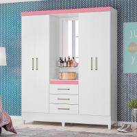 Conjunto Quarto Guarda Roupa E Comoda Arezzo Branco Rosa - 2